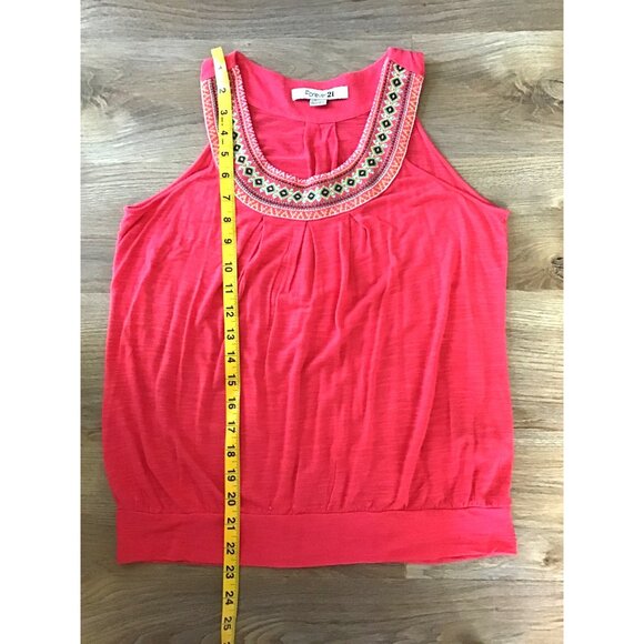 FOREVER 21- WOMEN'S PINK CREW NECK EMBELLISHED RHINESTONES TANK TOP SIZE SMALL - Picture 5 of 6